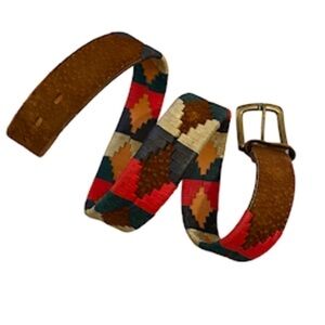 POLO Vintage Boho style colorful Genuine Leather belt . Size 95